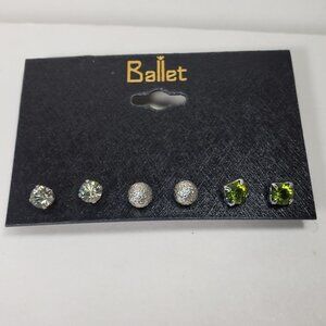 Ballet, Polished Silver-tone Crystal, Ball Stud Earrings